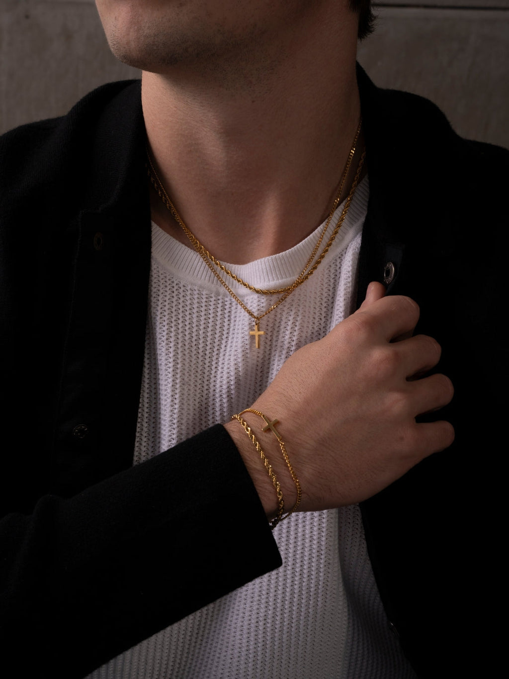 Set de Cadena y Pulsera de 3 mm en Oro 18K