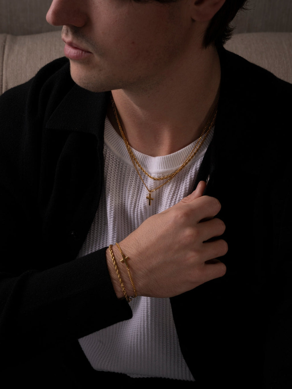 Set de Cadena y Pulsera de 3 mm en Oro 18K