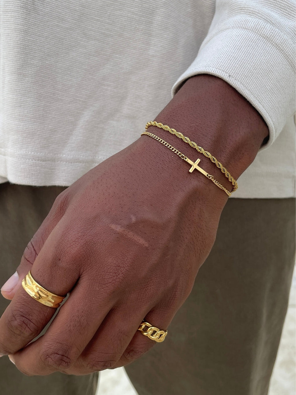 Set de Cadena y Pulsera de 3 mm en Oro 18K