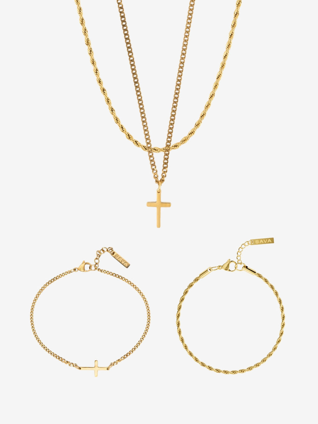 Set de Cadena y Pulsera de 3 mm en Oro 18K