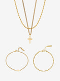 Set de Cadena y Pulsera de 3 mm en Oro 18K