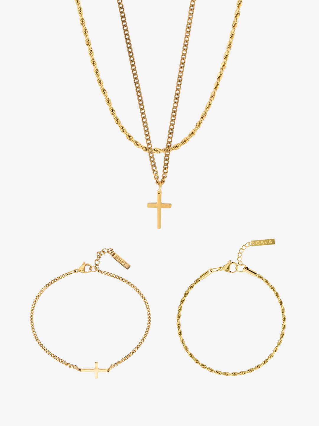 Set de Cadena y Pulsera de 3 mm en Oro 18K