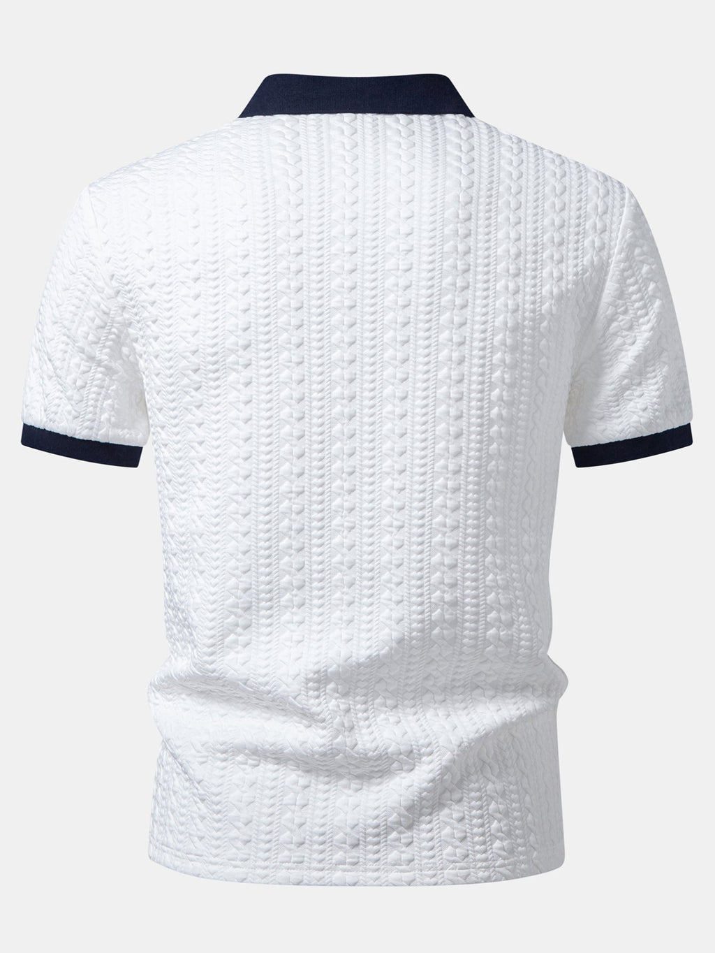 Polo de jacquard en contraste y pantalones ajustados de corte cónico