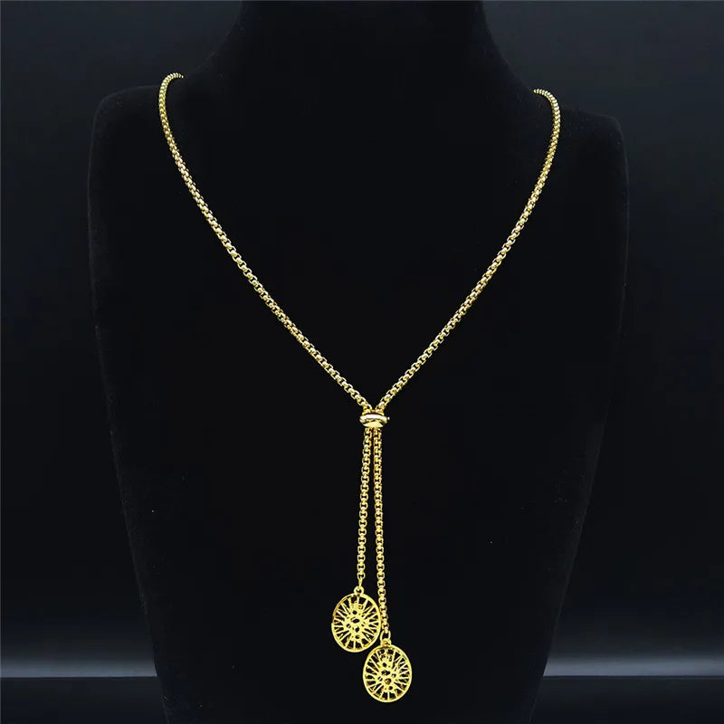 Collar Largo de Acero Inoxidable en Tono Dorado
