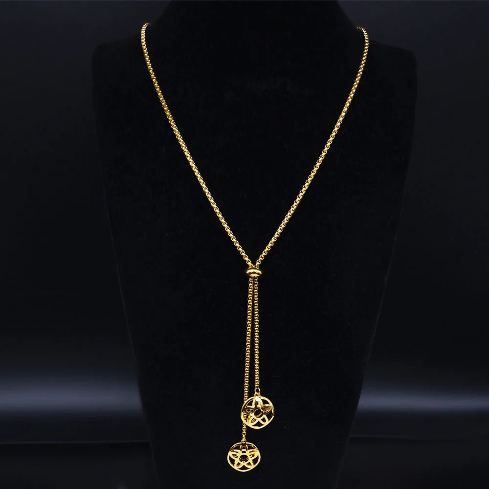 Collar Largo de Acero Inoxidable en Tono Dorado