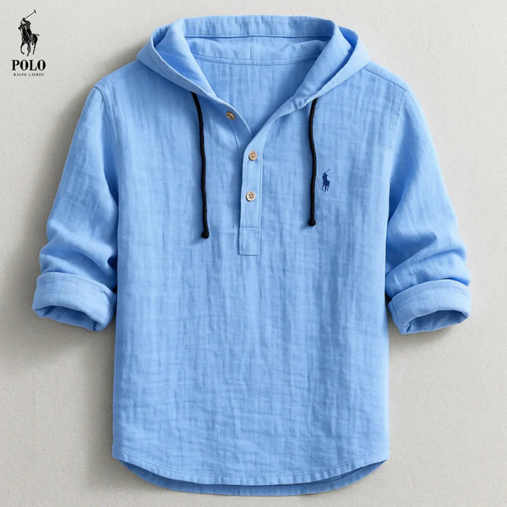 Camisa con capucha de lino y algodón