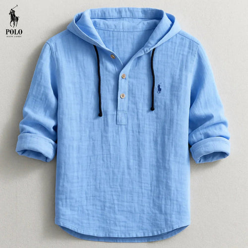 Camisa con capucha de lino y algodón