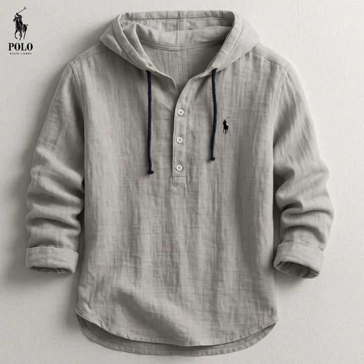 Camisa con capucha de lino y algodón