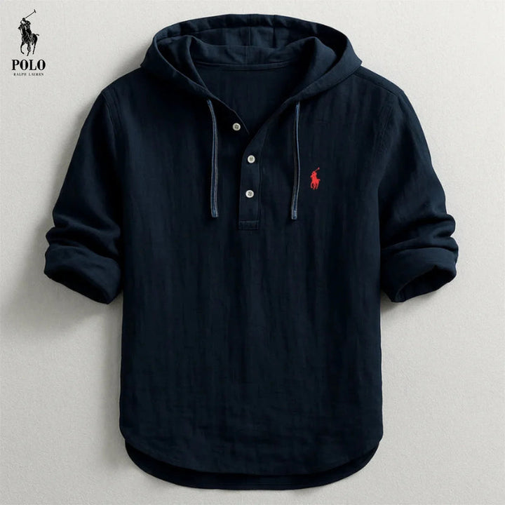 Camisa con capucha de lino y algodón