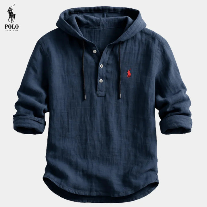 Camisa con capucha de lino y algodón